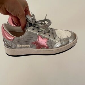 Vintage Havana Alaia Silver and Pink Star Sneakers, Size 3